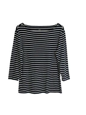 Amazon Essentials Striped Boat Neck Top XL Navy White 3/4 Sleeve Shirt